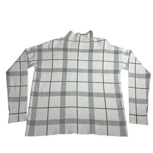Jones & Co. Windowpane Plaid Mock Neck Sweater